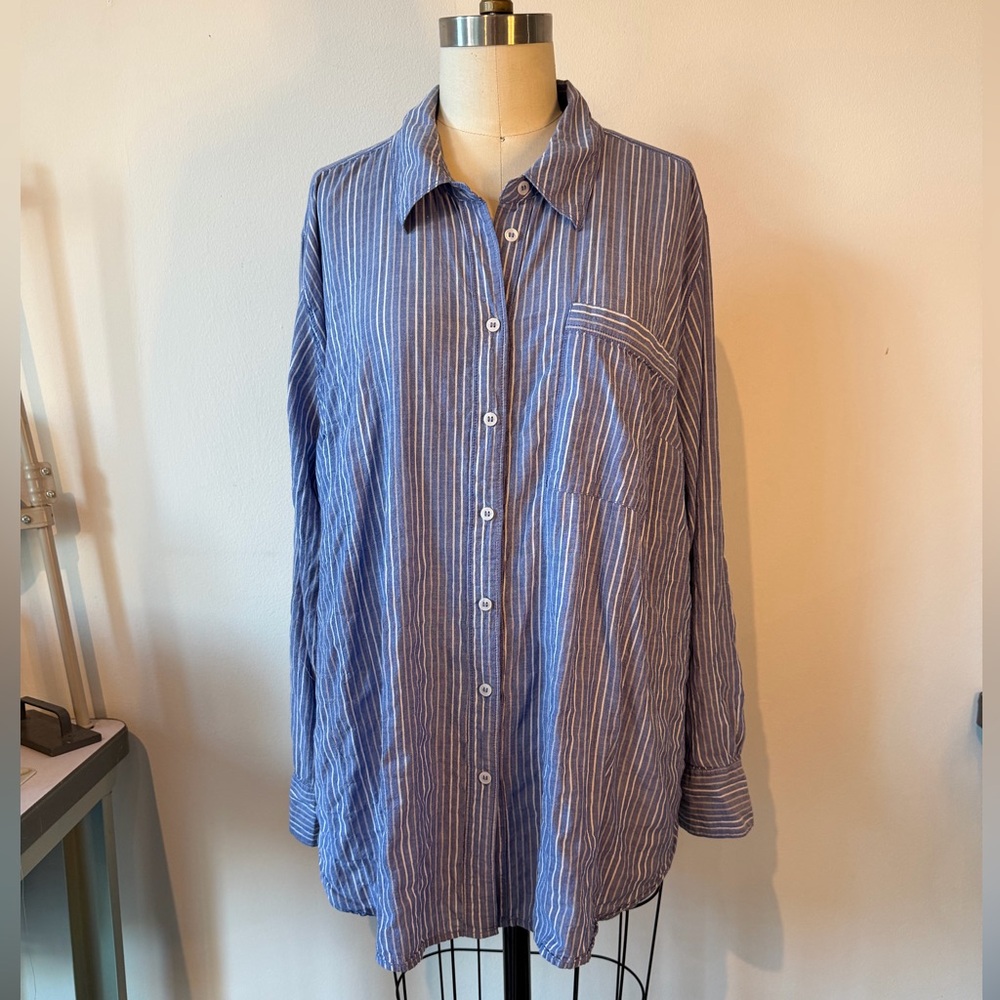Oversized Crinkle Button Up